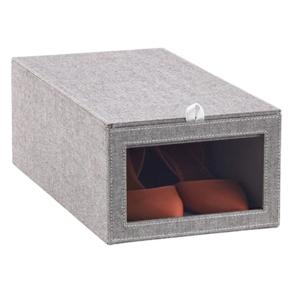 Container Store Grey Cambridge Drop-Front Shoe Box